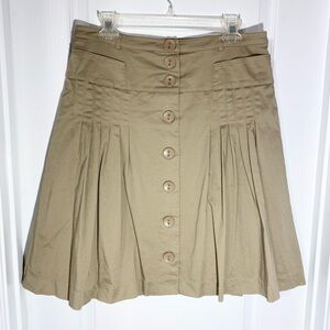 Y2K WD.NY Button Front A-Line Pleated Skirt Khaki Size 10
